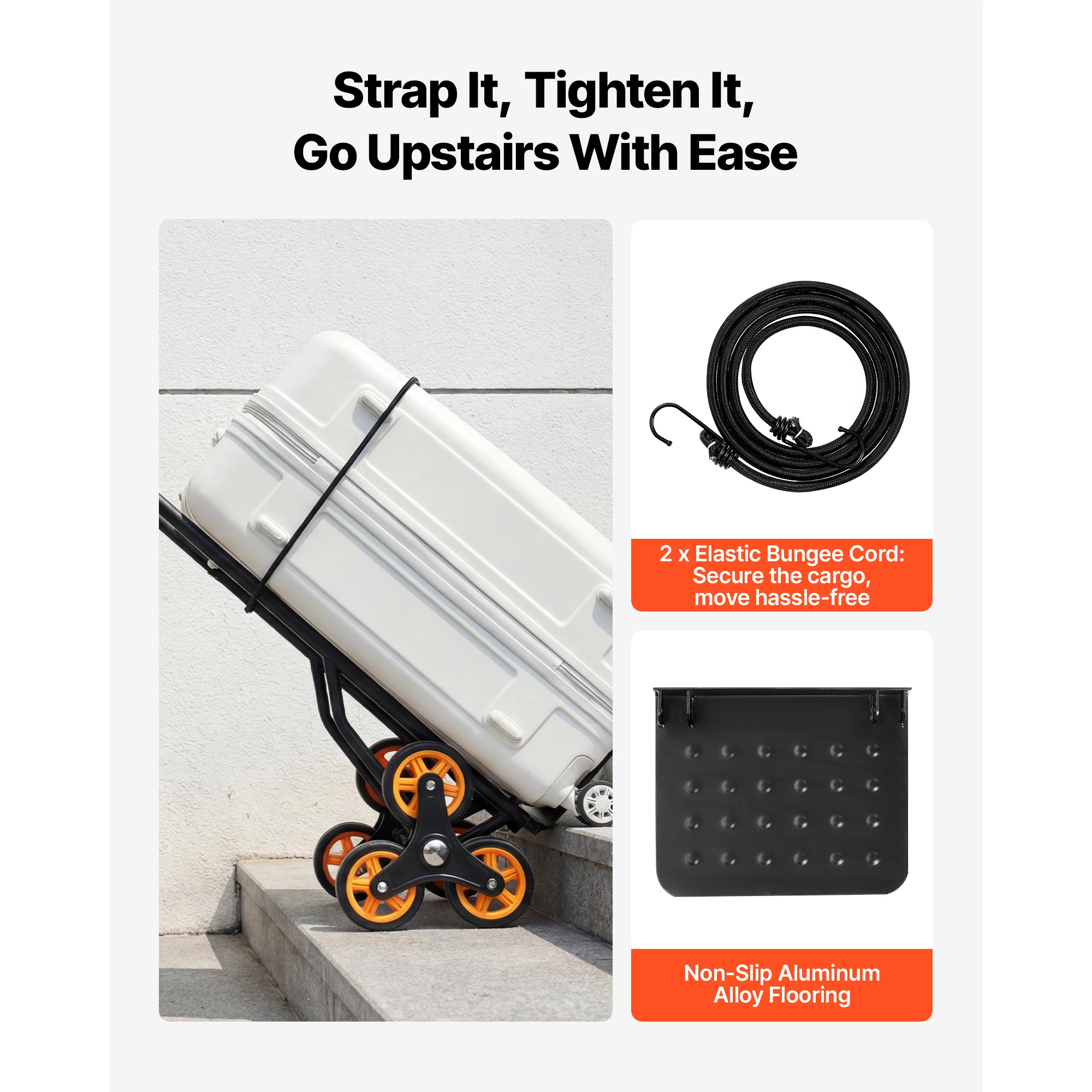 SucceBuy 440/770 lbs Folding Hand Truck Dolly with 6 Wheels & 2 Elastic Ropes Stair Climbing Cart for Shopping Moving Warehouse