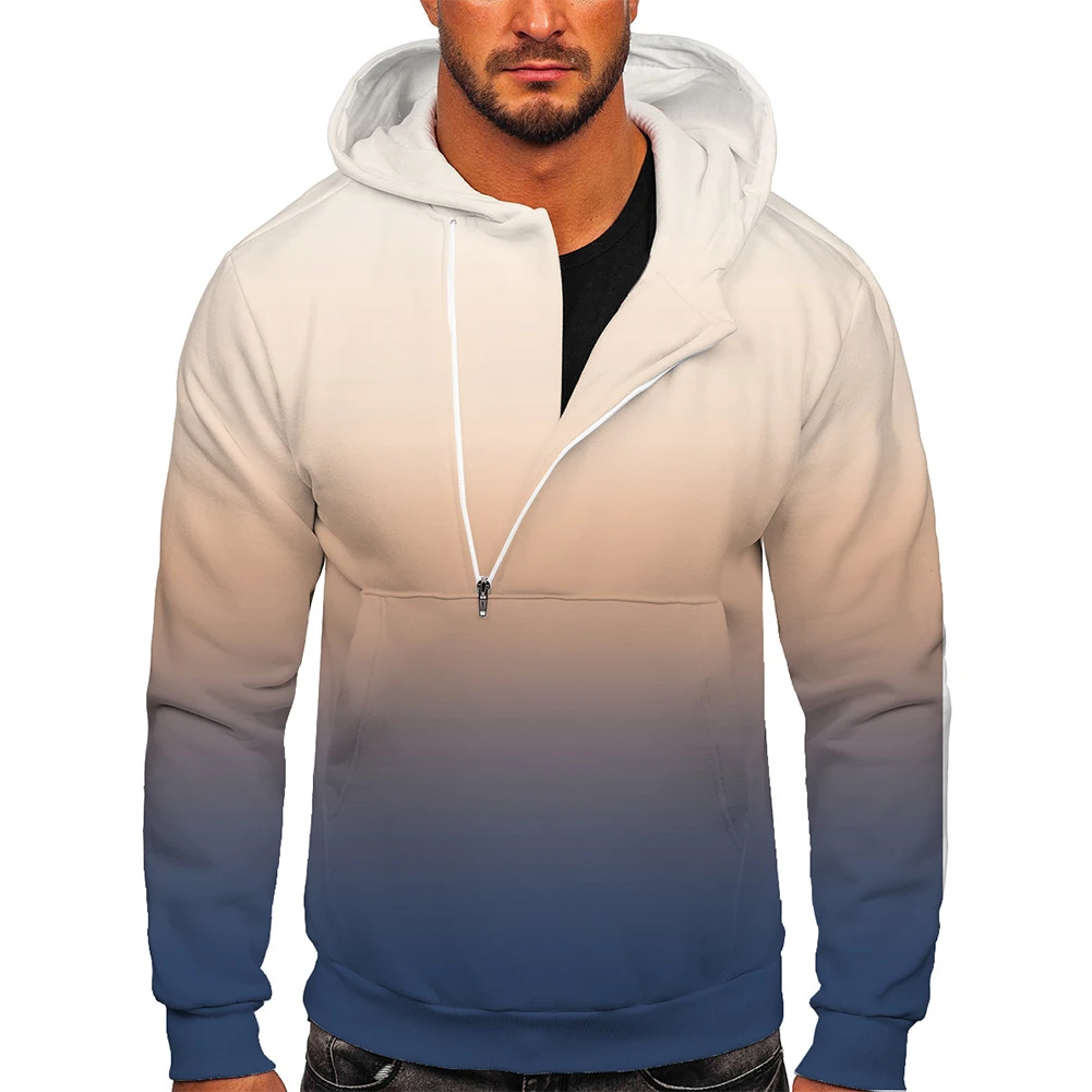 

Trendy Gradient Hooded Sweatshirt for Men Long Sleeve Athletic Pullover Tops Perfect for Sports and Casual Wear