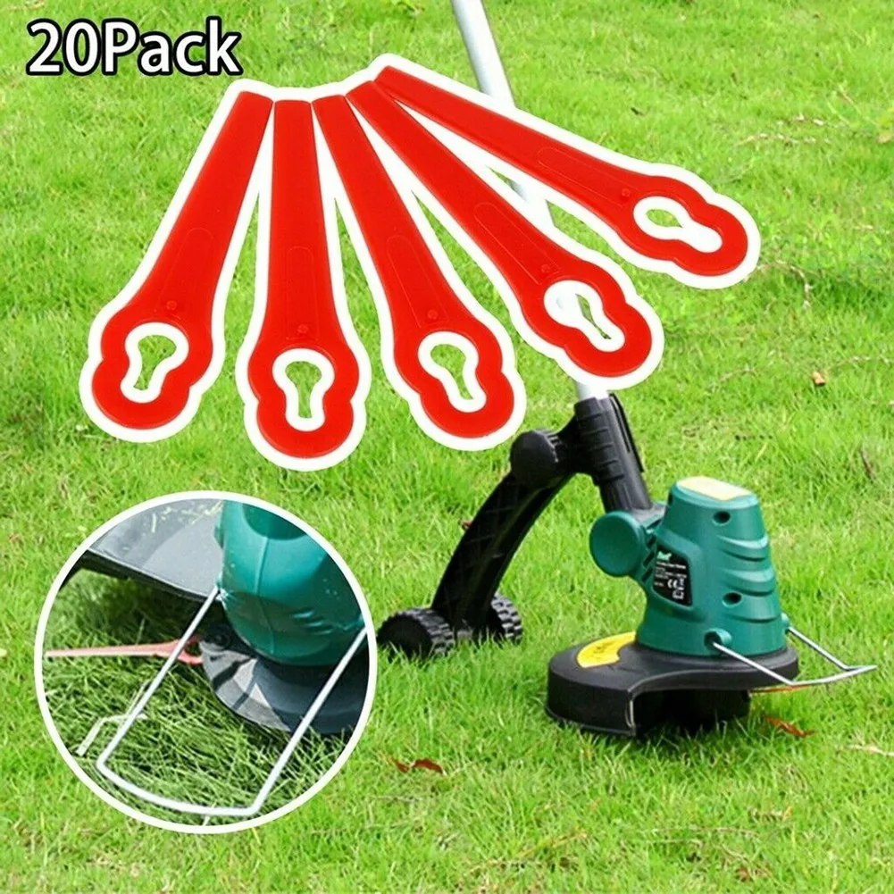 Lawn Mower Trimmer Blade Grass Trimmer Blade Mower Accessories Lawn Mower Blades Plastic Replace Replacement Set Trimmer 20Pcs Blade Cordless For Einhell Grass Practical Durable