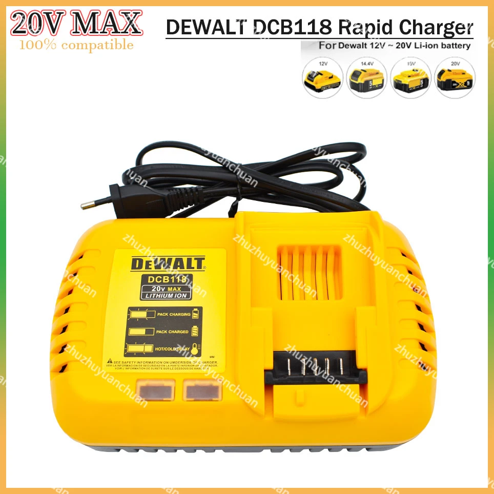 

DEWALT DCB118 Rapid Charger FLEXVOLT 18V 20V 60V MAX Charge Internal Fan Cooled Lithium Battery Fast Charger