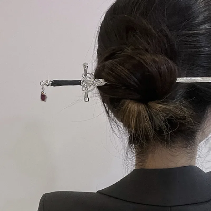 Hair Headdress Hair Accessory Ruby Pendant Sword Hairpin