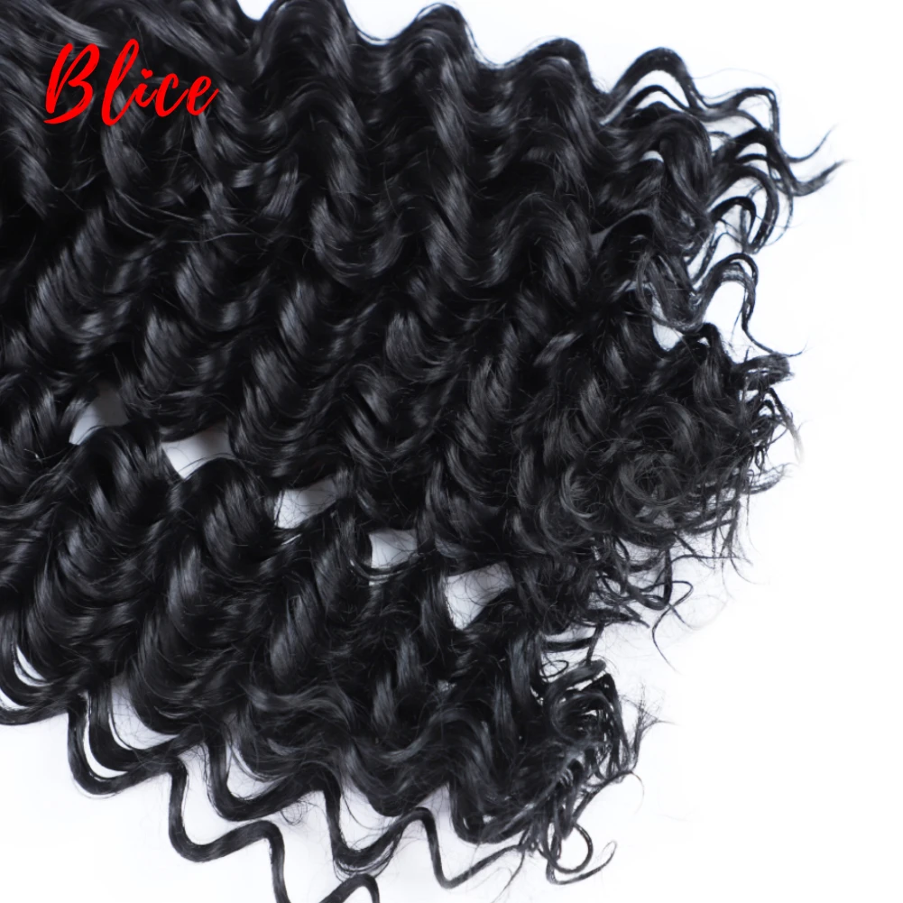 Blice Synthetic Hair Extension Deep Curly With Weft Weaving 1B# Black Water Wavy 3PCS/Lot Bundles 18"20"22Inch