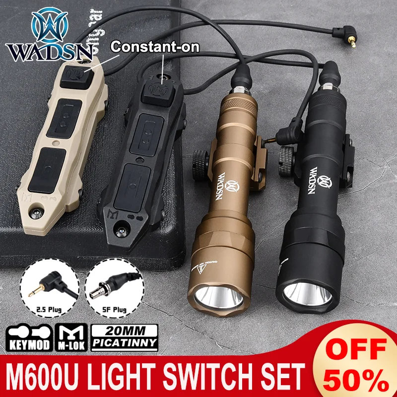 

Wadsn M600U Flashlight Set 600Lumens Tactical M600u Scout Light Hunting Dual Function Pressure Switch Fit M-lok Keymod 20MMRail