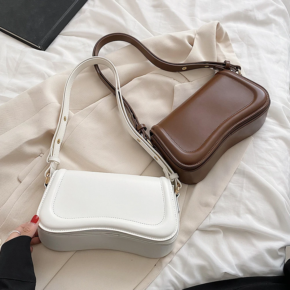 Borsa Hobo Piccola da Donna, Borsa a Tracolla in Pelle Versatile, Borsa a Tracolla Casual Trendy con Patta, Borsa a Spalla da Ragazza - immagine 4