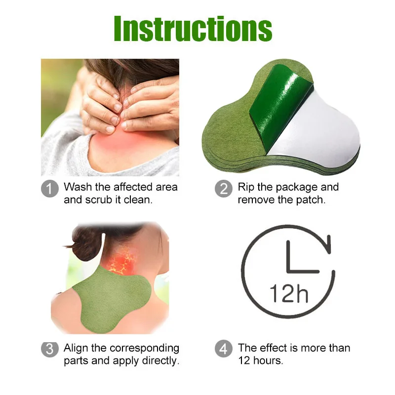 10pcs Self-heating Neck Patches Wormwood Plaster for Joint Cervical Spondylosis Body Pain Relief
