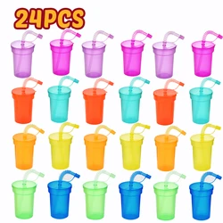 Vibrant Spill-Proof Sipper Cups with Lids and Straws (24pcs Set Colorful)