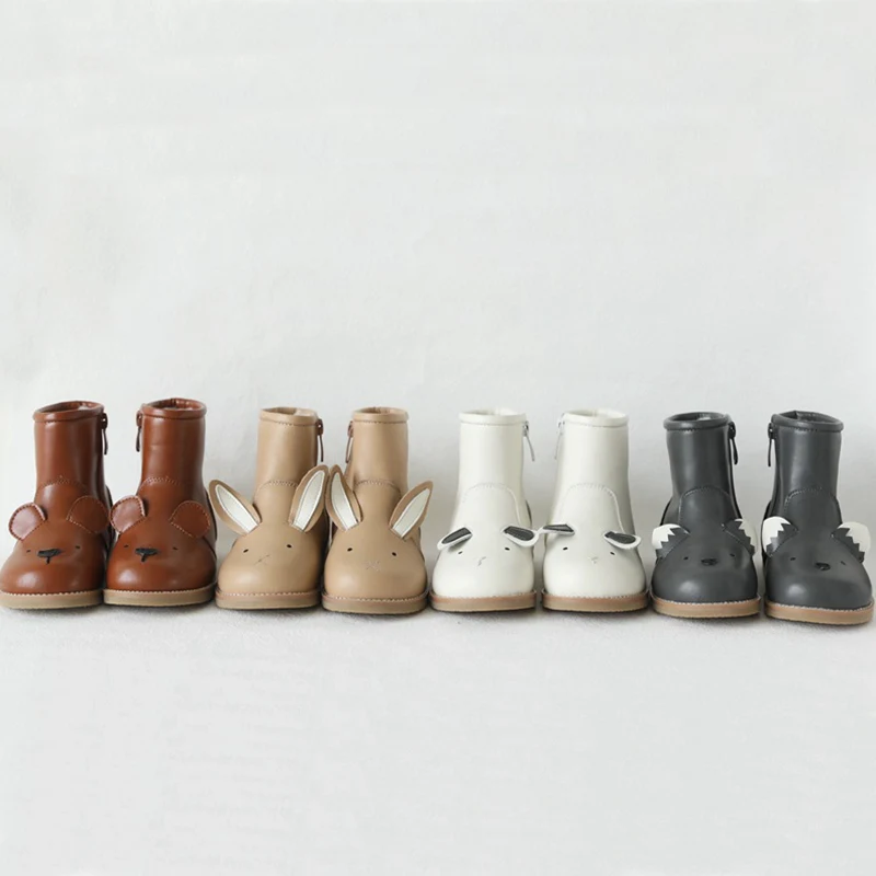 

Winter Handmade Genuine Leather Warm Cartoon Lamb Wool Anti-skid Snow Boots Kids Snow Boots(choose Big Size)