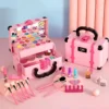 Girls Cosmetics Makeup Box Princess Makeup Girl Toy Play Set Lipstick Eye Shadow Nail Polish Nontoxic Kid Birthday Toy for Girls 1