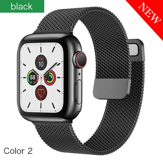 Metal Milanese band for Apple Watch 7/6/SE/5/4/3/2/1 41/38/40mm Stainless Steel Watch strap for iwatch 7 45MM 42MM 44MM Bracelet black-2