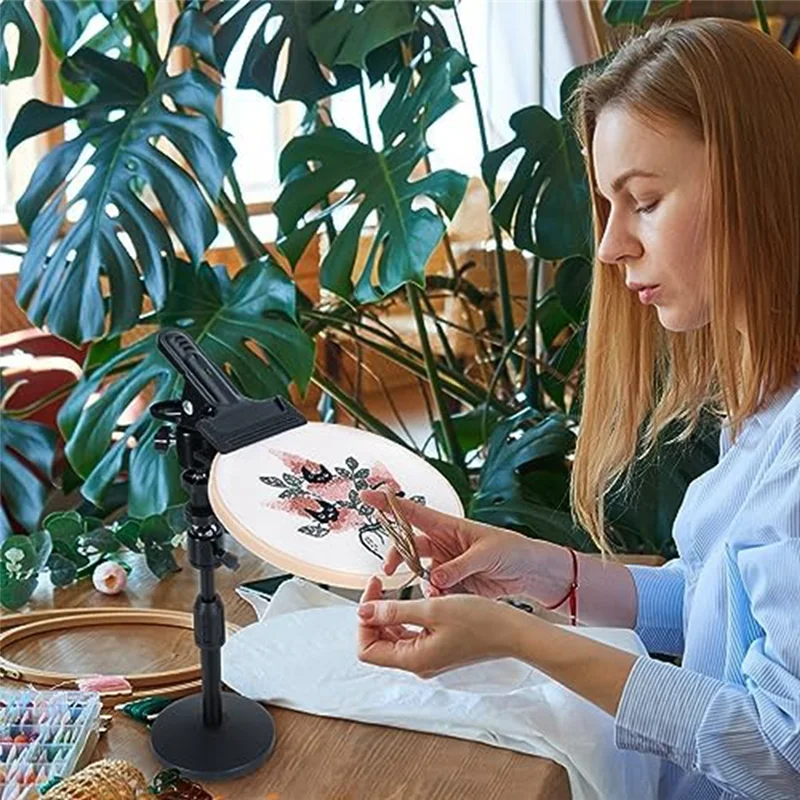 1 Piece Embroidery Hoop Holder Metal Rotating Adjustable Embroidery Holder For Projects