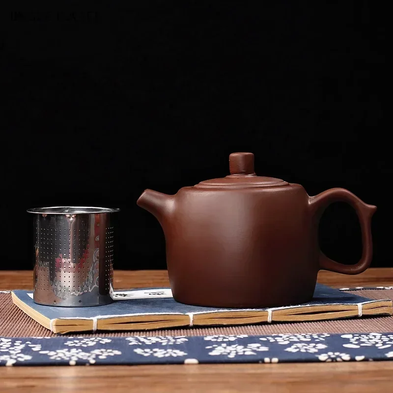 1PCS 380ML Yixing purple clay teapot solid color Chinese retro filter tea pot Tradition Tea ceremony accessories