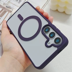 Luxury Transparent Acrylic Magnetic Clear Shockproof Ultra Slim Cover - Samsung S22Ultra (Purple)