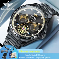 OUPINKE 3280 Hollow Skeleton Mechanical Men Watch Luxury Fashion Auto Date Watch For Men Deep Waterproof Business Man Wristwatch 1