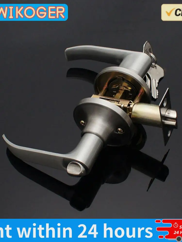 Serrure à levier de porte avec 3 clés, poignée de porte de verrouillage, levier intérieur en acier inoxydable, bouton de porte de remplacement pour le bureau et la maison, 1 à 5 pièces