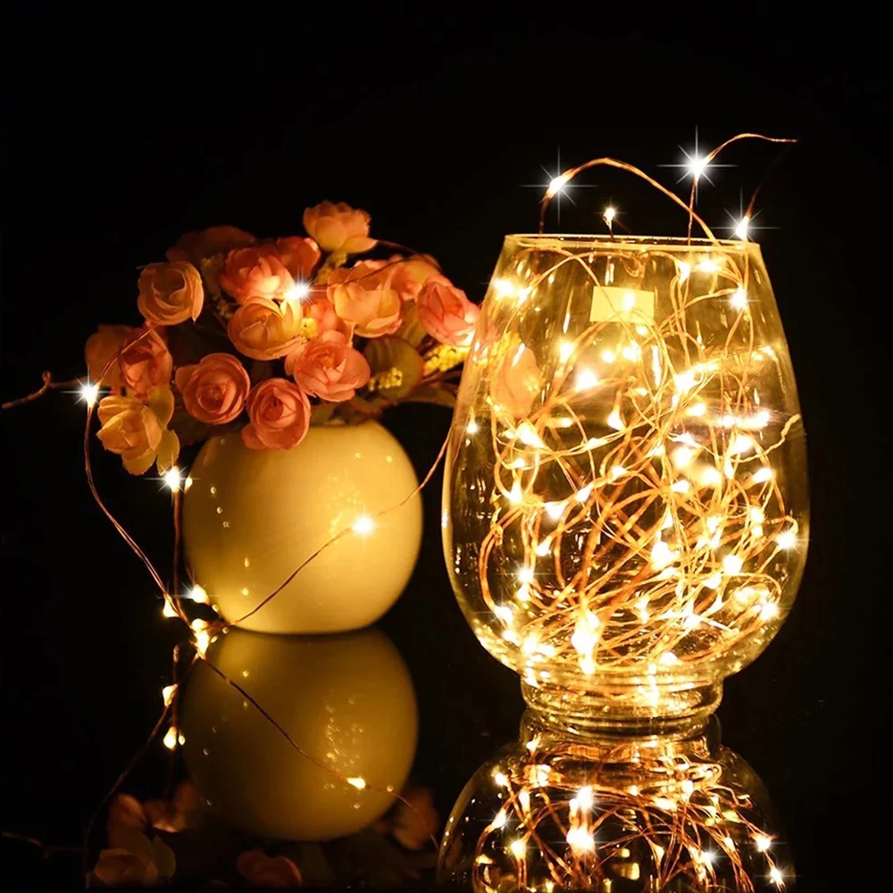 Fairy lights 1M 2M 3M 5M LED Mini Christmas Copper Wire String Waterproof Wedding Xmas Garland Party