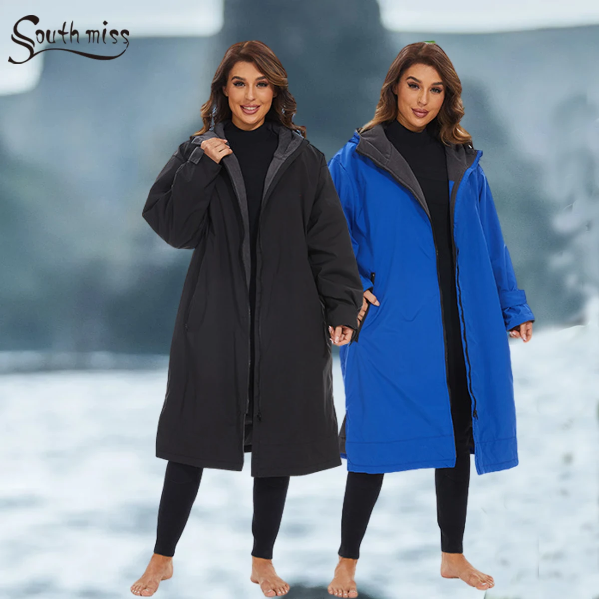 Winter Thick Poncho Coat For Outdoor Sports Water Proof Long Sleeve Dive Swim Warm Robe Unisex Adult Surfing Hooded Poncho