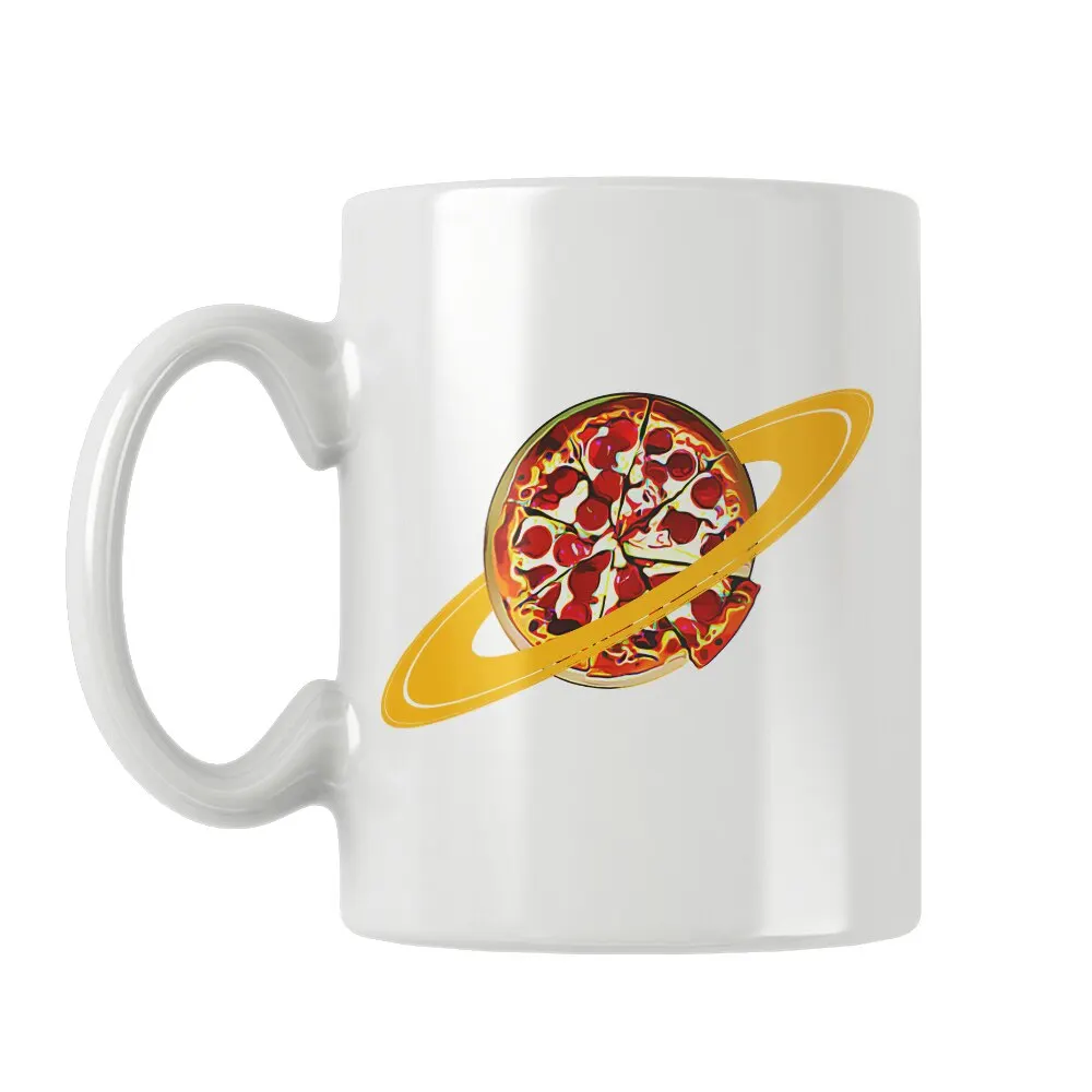 

Кружка с принтом планеты для пиццы, кофейная чашка, белые керамические милые забавные подарки на день рождения