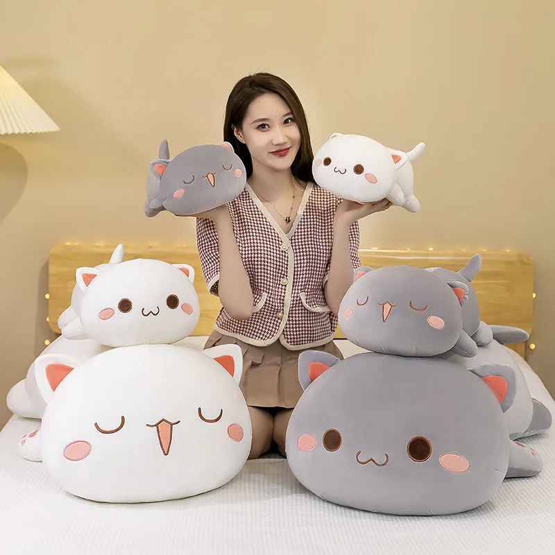 

Cartoon Peach Cat Figure Doll Pillow Plush Toys Funny Cute Party Models Black And White Cat Doll Large Girls Gift Doll Toys