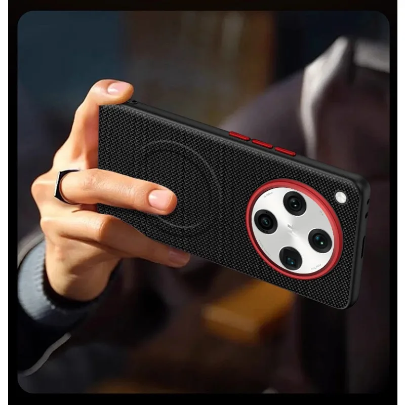 Luxury Magnetic Soft TPU + Nylon Woven Leather Anti-Fingerprint Phone Case Cover
