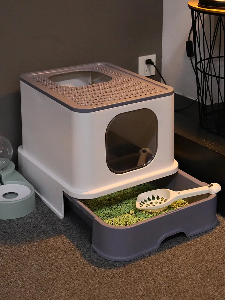 FullyEnclosedCatLitterBoxDrawerTypeCatsToiletDeodorizing