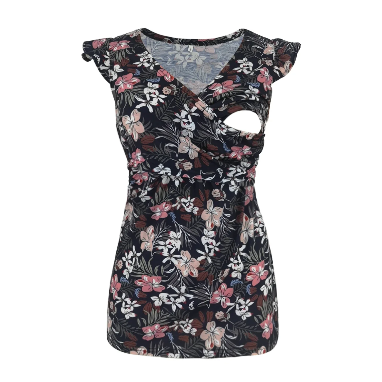 בגדי הריון לנשים הנקה בגדים לנשים הנקה שרוול קצר חולצת טריקו פסים לנשים הנקה