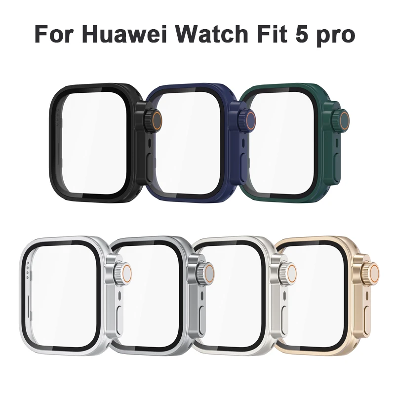Huawei Watch Fit Hard Case with Tempered Glass Screen Protector - Appearance Upgrade to Premium Iwatch Ultra Look, 49MM Accessories