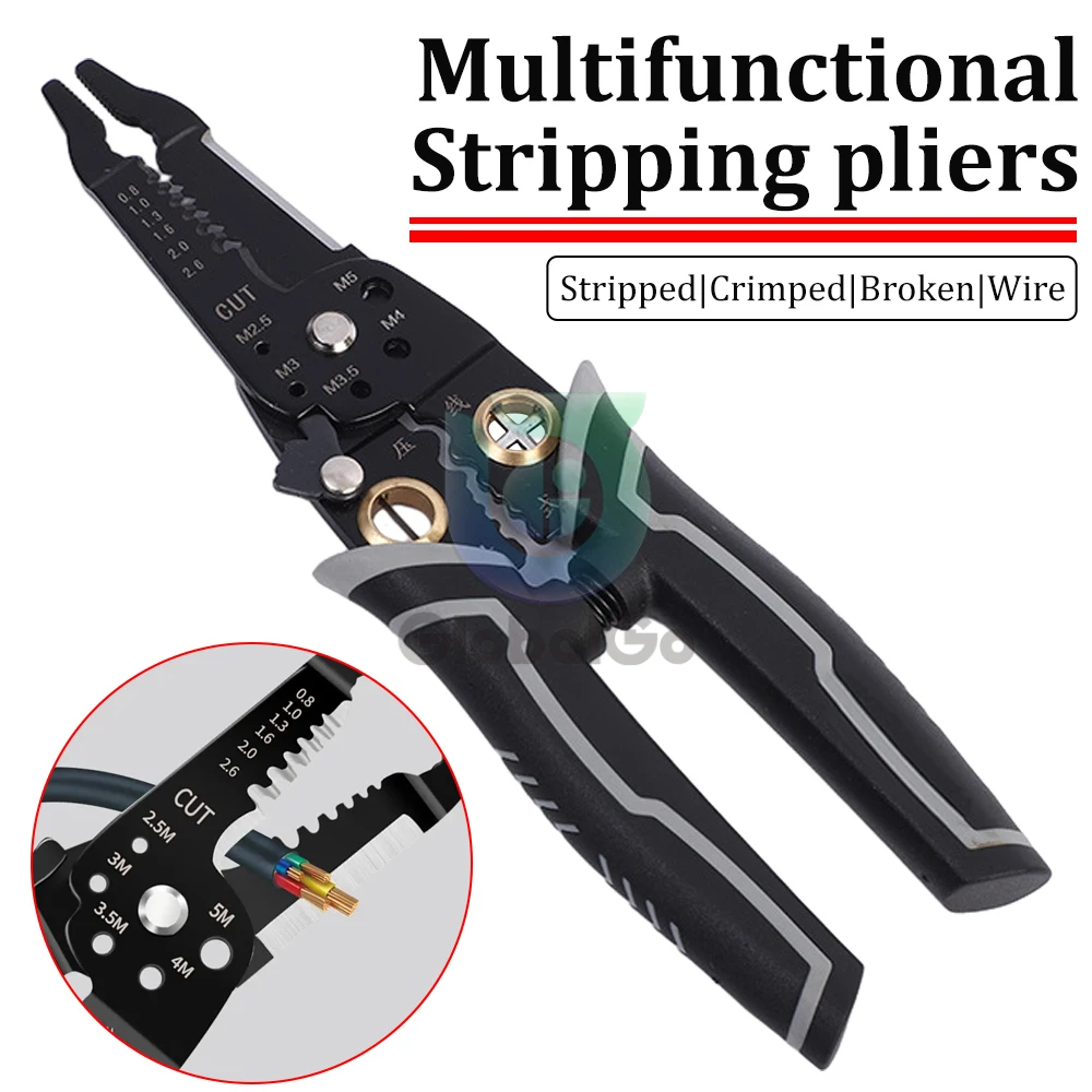 

Wire Stripper Iron Copper Wire Cutter Cable Cutter Wire Crimping Pliers Clamper Splitting Winding Electrician Tool