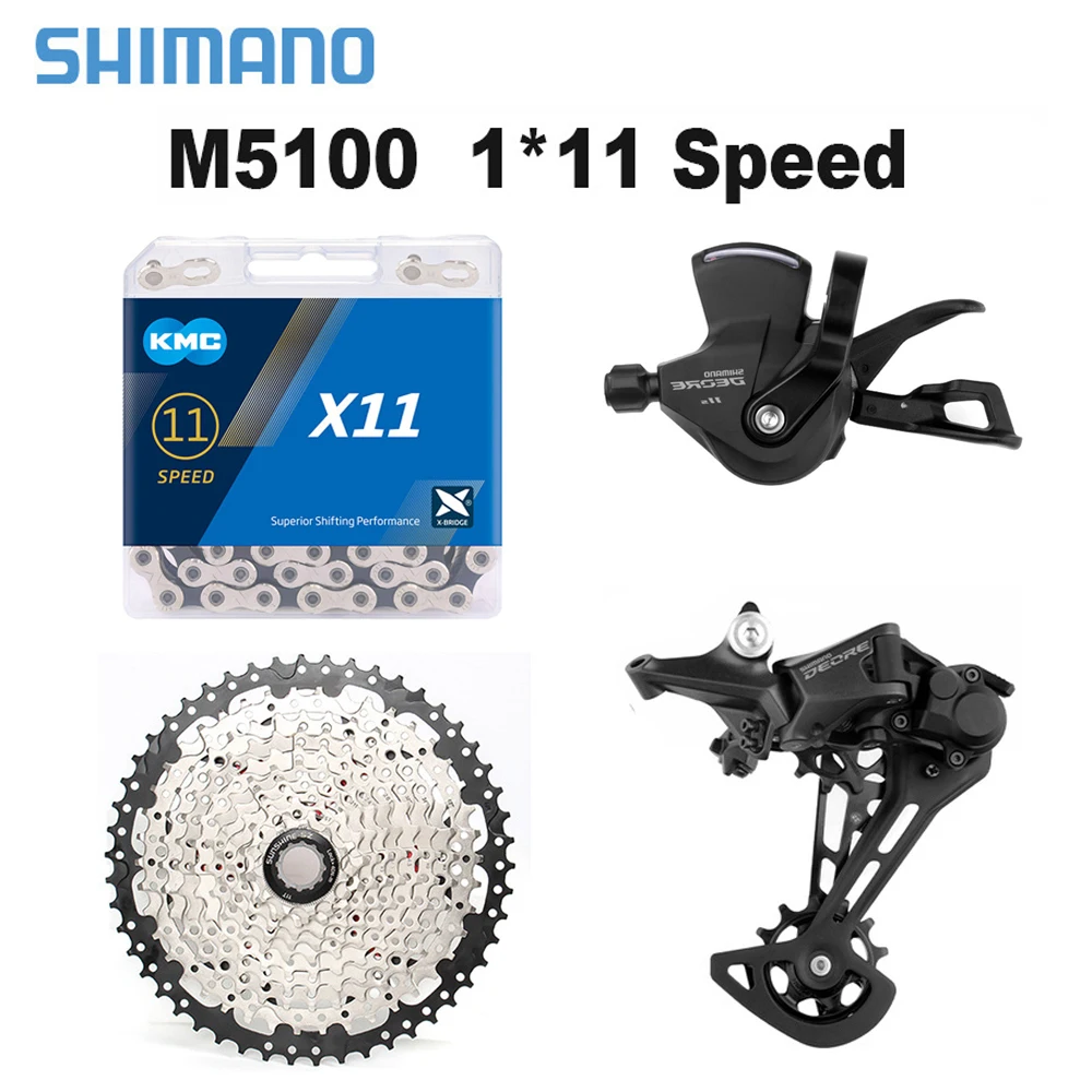 

Shimano Deore M5100 1x11 Speed MTB Derailleurs Groupset 11 Speed Right Shift Lever KMC X11 Chain Sunshine Cassette 46T 50T 52T