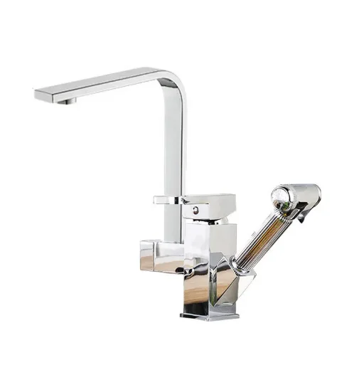 Folding brass kitchen spray wall mounted cold and hot mixer bathroom crane