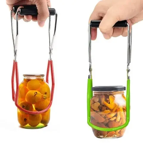 

Canning Jar Lifter With Grip Handle Steel Can Tongs Clip Heat Resistance Anti-Clip Jar Glass Bottle Holder Tools