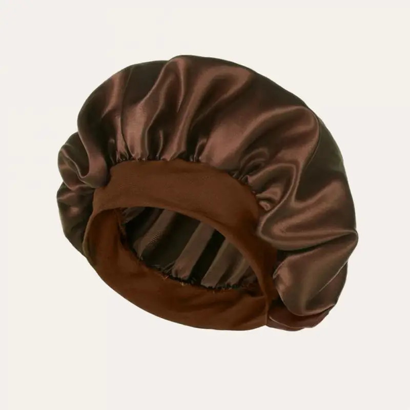 Satin Bonnet Women's Sleeping Hat Round Wide-brimmed Hair Care Elastic Band Unisex Head Wrap Night