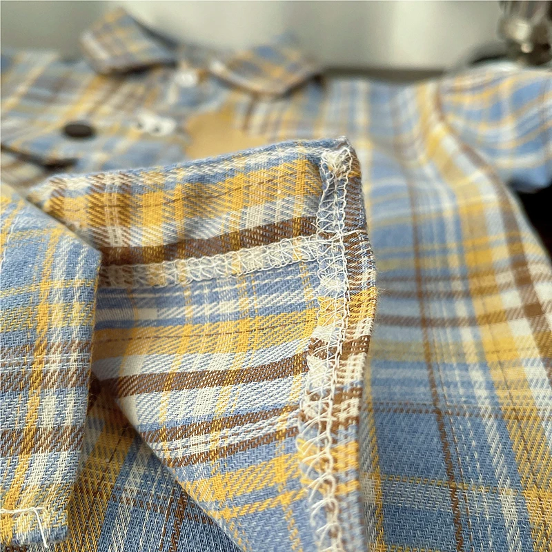IENENS Toddler Baby Shirt Thin Clothes Spring Clothing Infant Boy Plaid Cotton Tops 1 2 3 4 Years Kids Long Sleeves Shirt