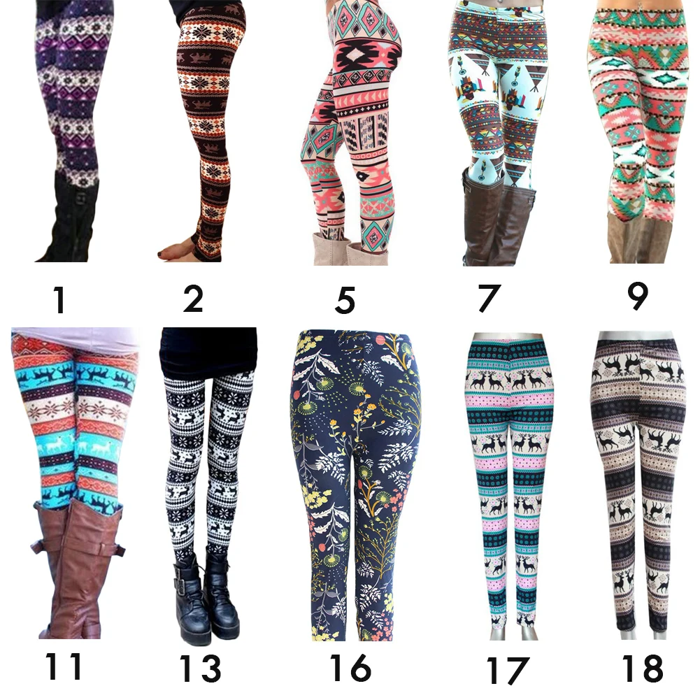 

18 Color Christmas Leggings For Women Christmas Print HOT Pants High Waist Long Trouser Ladies Xmas Trousers Christmas Supplies