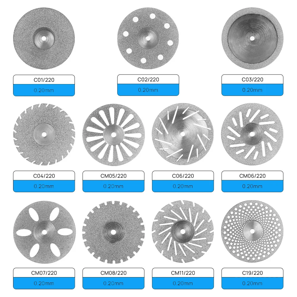 10Pcs/set Dental Diamond Double Sided Sand Porcelain Cutting Disc