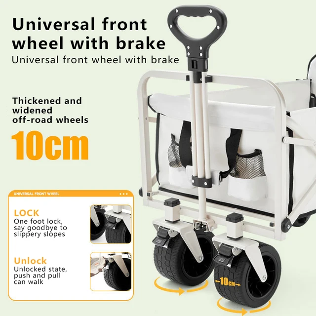Kültéri Kemping Összecsukható Kocsi Repülőgép Kerekes Kézi Tolófutó Húzó Rúd Hátsó Kis - Image 3
