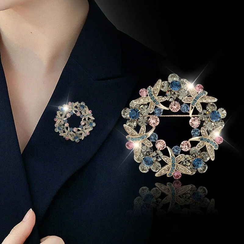 Luxury Women Girls Twist Exquisite Temperament Wreath Brooches Shiny  Rhinestone Brooch Pins Elegant Inlaid Zircon Accessories