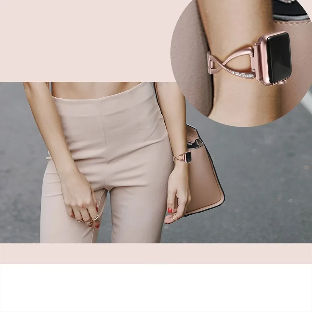 Elegant Diamond Stainless Steel Ladies Watch Strap