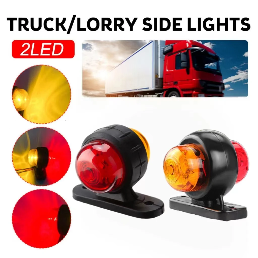 2PCS Double Sided Truck Side Lights Outline Lamp Trailer Lights Truck Parking Signal Indicators Lamp LED Side Marker
