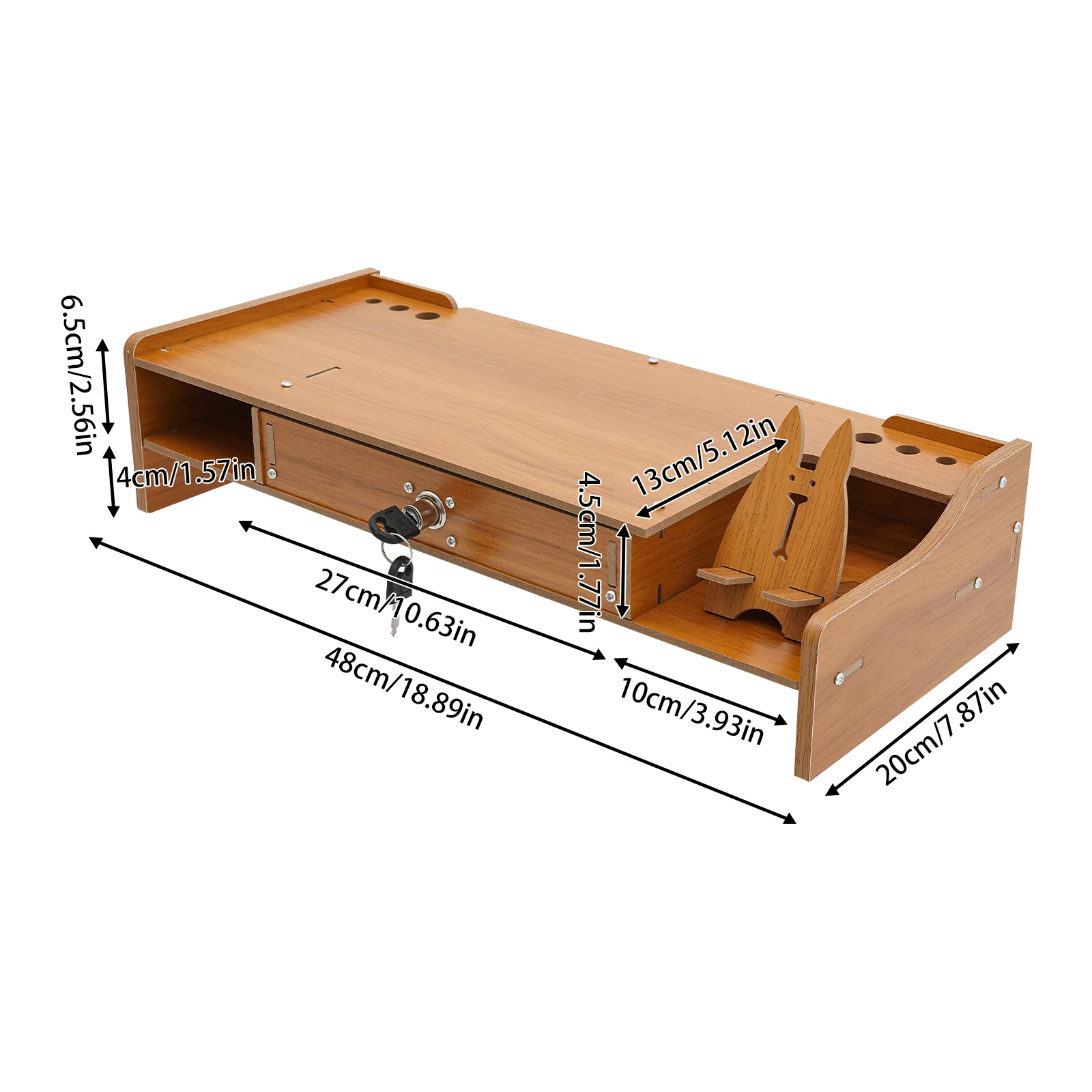 thumbnail image 2 of Wood Monitor Stand With Drawers - Desk Organizer With Locking Storage Shelf 2 of 11