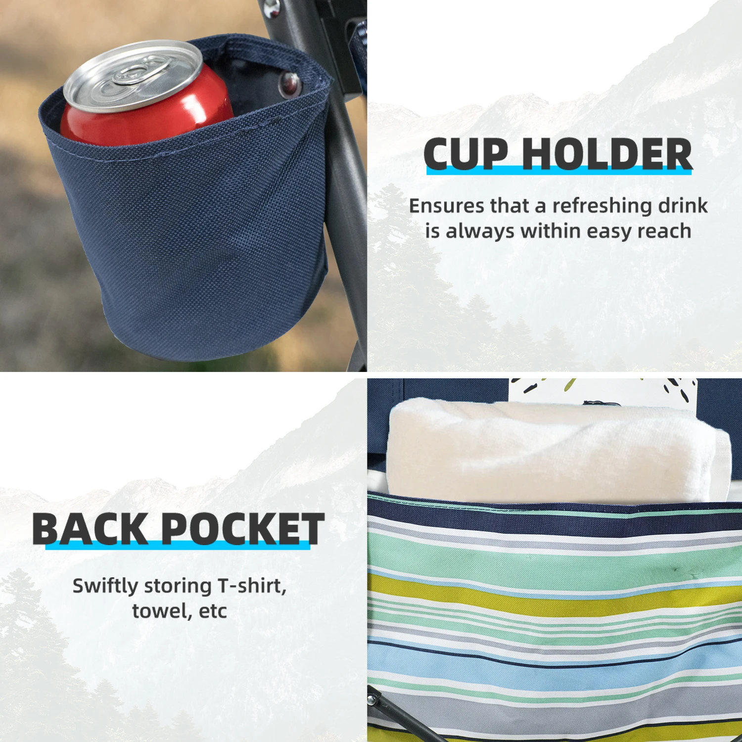 Tisetrail 2 Pack Portable Beach Chair 4