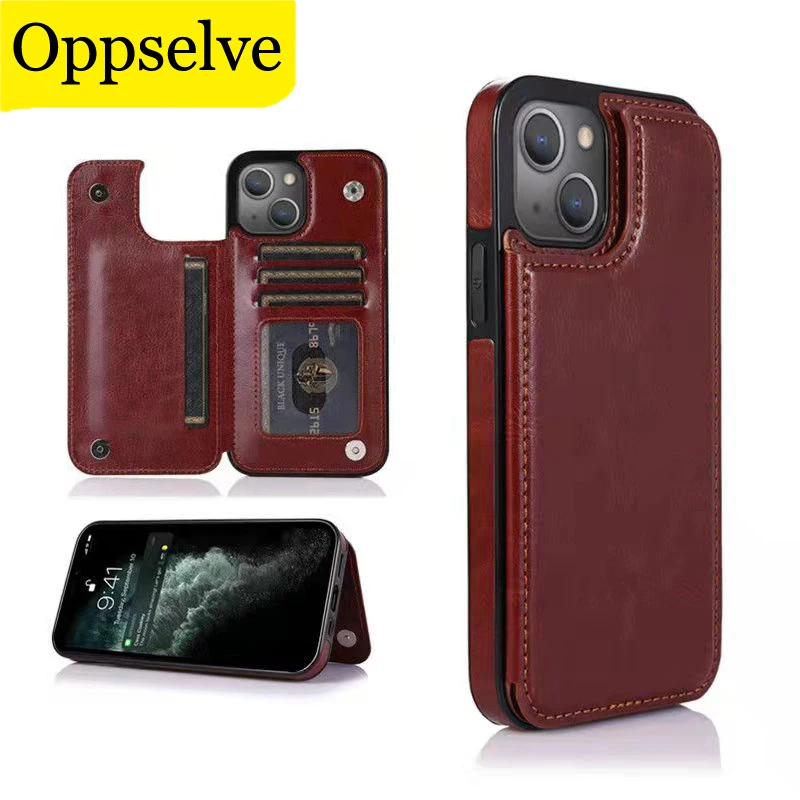 Retro Pu Flip Leather Case For Iphone 13 12 11 Pro Max Mini Xs Multi