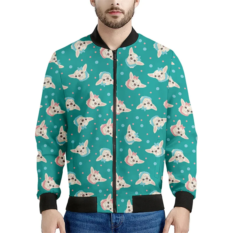Adorable chaqueta con cremallera con estampado de cachorro de beagle para hombres y niños, linda sudadera con estampado 3D de animales, chaqueta de calle, abrigo tipo bombardero de manga larga