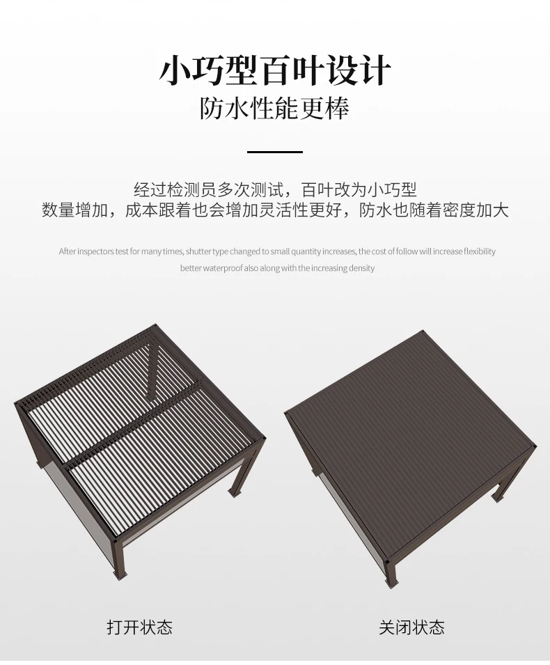 Description Picture 6 of itemCustom Motorised Sunshade Outdoor Gazebo Modern Aluminium Louvre Roof Bioclimatic Pergola Aluminium Louvered Pergola