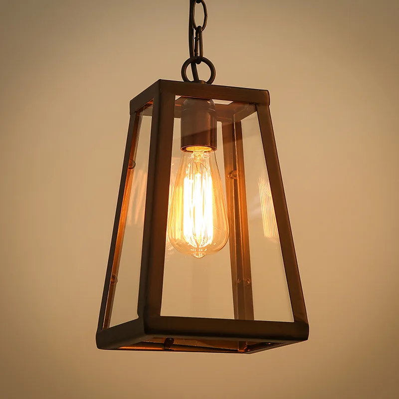 

loft creative personality iron industrial style restaurant chandelier living room restaurant glass box vintage lamp