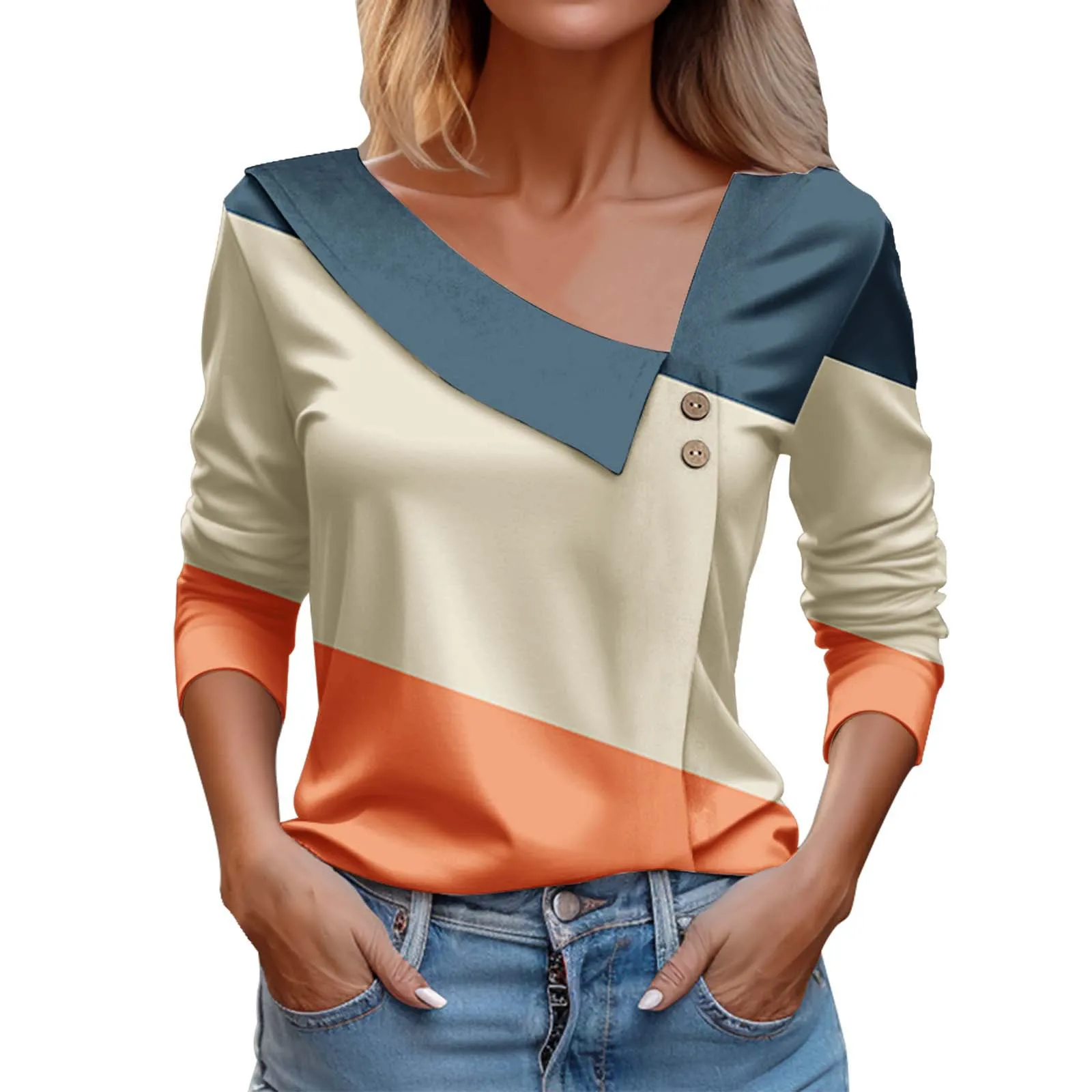 

Fall Clothes For Women 2023 Tops Sexy V Neck Tops Hoodie With Button Casual Long Sleeve Shirt Casual Warm Tops Women