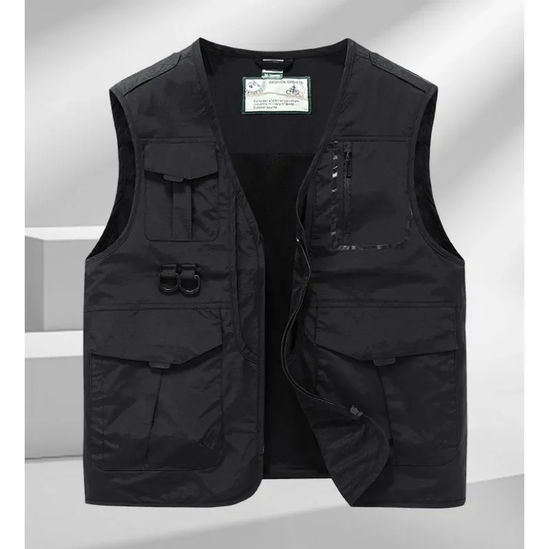 Vest Tactical Windbreaker Jackets Multi Pocket Hunting Man Men Male Waterproof Work Leather Vests Sleeveless Jacket Embroidered