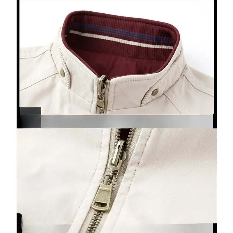 Middle-Aged Men Large Size 8xl Casual Outwear Fashion Stand Neck Coat New Spring Autumn Male Pure Cotton Reversible Jacket 5