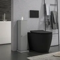 Homcom Toilet Paper Cabinet, Small Bathroom Corner Floor Cabinet with Doors and Shelves, Thin Storage Bathroom Organizer, Gray 2