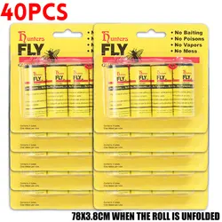 Fly Paper Strips - Safe, Harmless, Powerful Glue for Effective Insect Trapping (4 - Pack) (40 pcs)