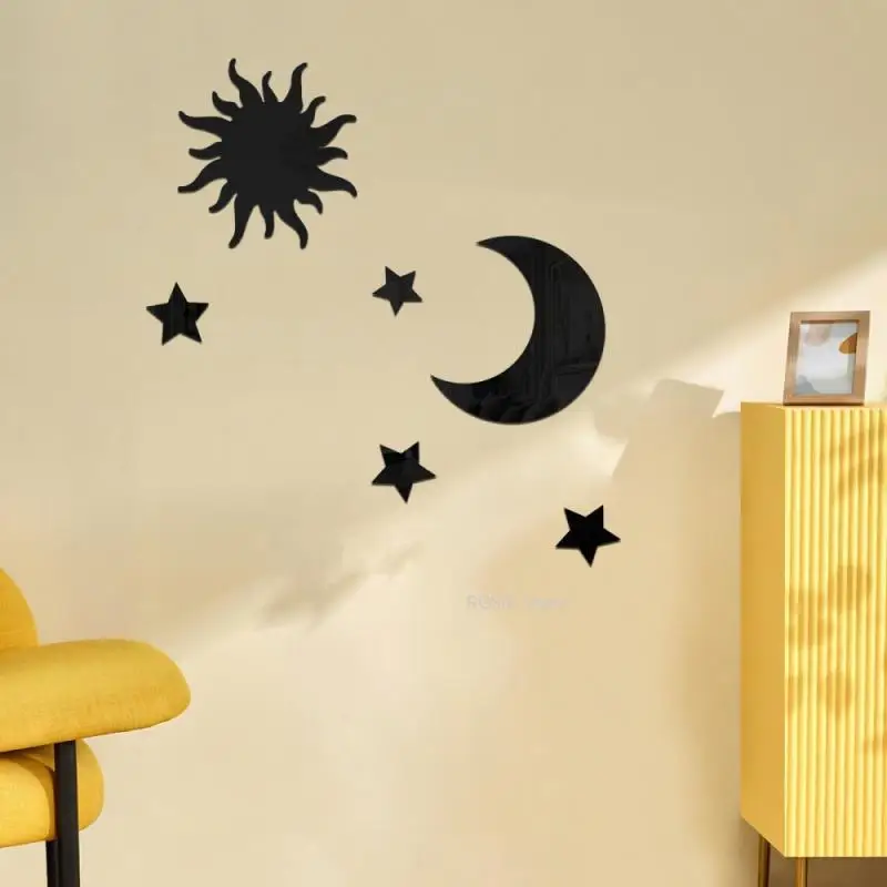 1Set Ramadan Acrylic Stickers Mirror Wall Sticker Star Moon Bedroom Living Room Birthday Party Supplies Terraces Decor